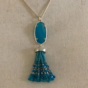 Kendra Scott Eva Beaded Adjustable Necklace Blue Trimmed in 14 kt Gold-Plate.